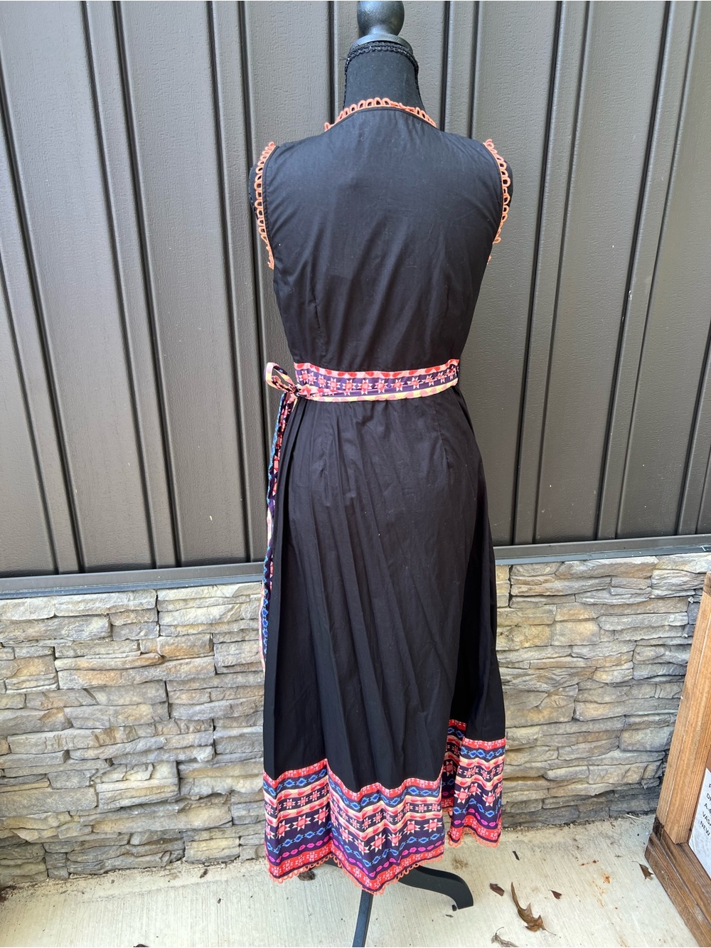 Never Fully Dressed Black Wrap Maxi Dress with Coral and Pink Embroidery - Picture 7 of 10